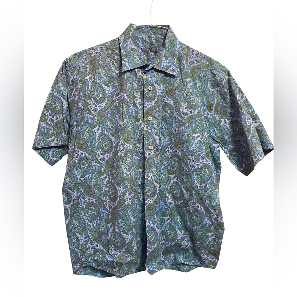 Alan‎ Flusser  Long Sleeve Button Down Shirt Size Medium Paisley Multi Color